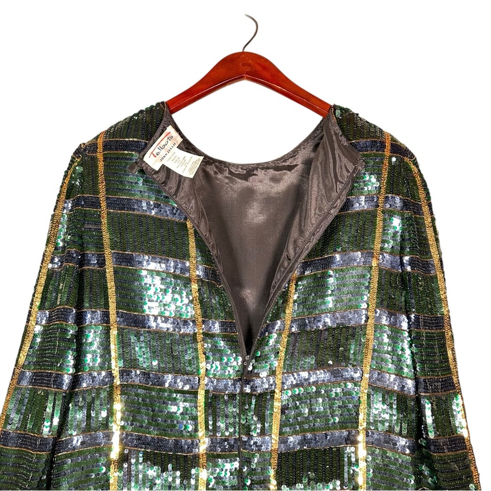 VINTAGE 80’s Sequined Silk-Lined Blouse - Picture 10 of 13